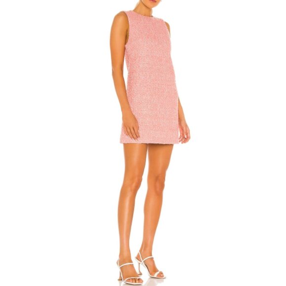 Alice + Olivia 'Coley' Tweed Shift Mini-Dress, Rose/Silver Metallic - Picture 2 of 3